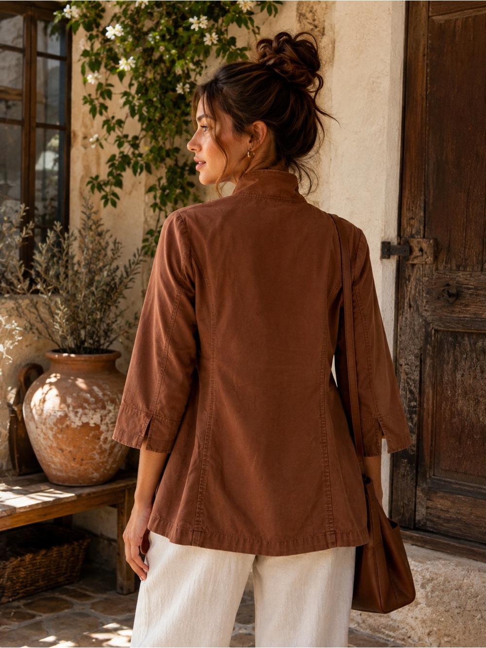 Rubbish Women's Brown Button-Up Utility Jacket |
100% Cotton | 3/4 Sleeve - Picture 3 of 10